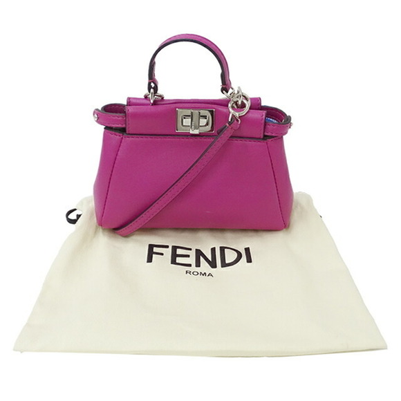 Fendi FENDI Bag Ladies Peekaboo Shoulder Leather Micro Purple 8M0355 - Picture 4 of 16